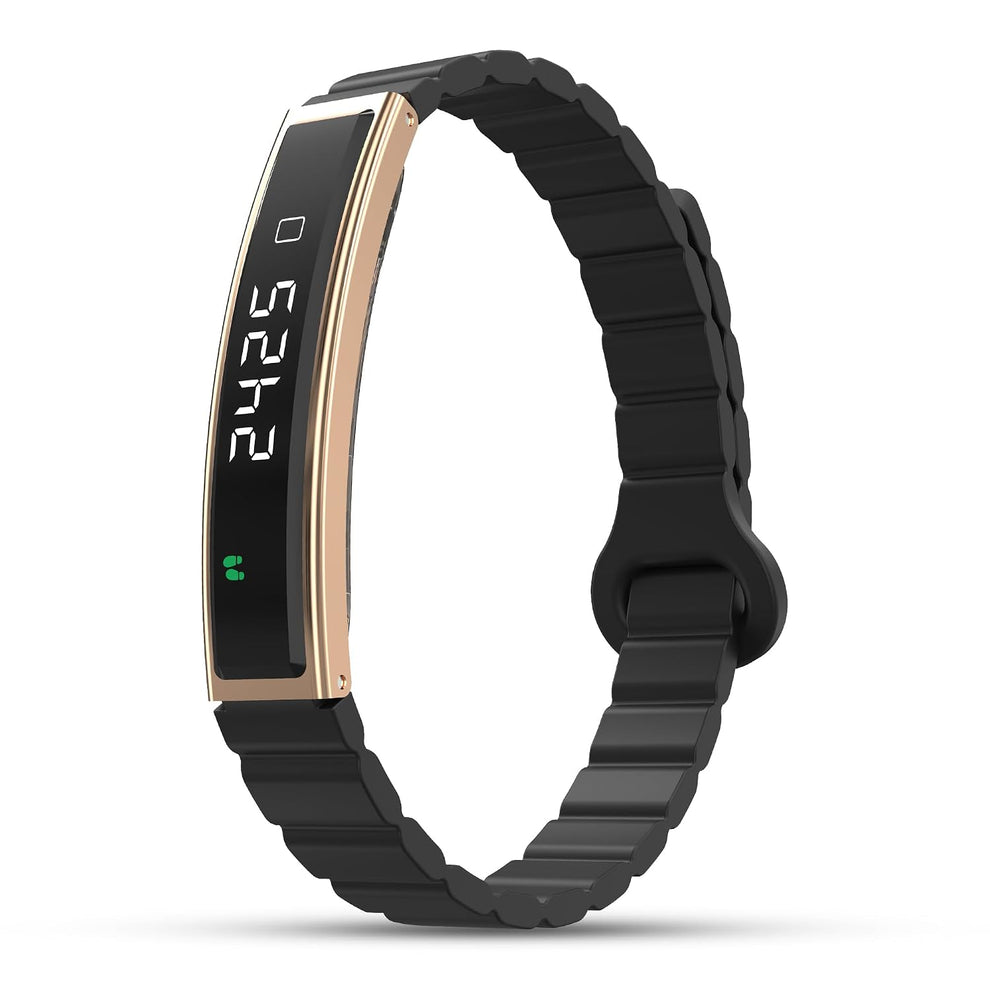 Smart Bracelet – Digital Display | Heart Rate & SpO2 Monitoring | Sleep Tracker | Sports Modes | Magnetic Strap | Premium Build - Obsidian Gold