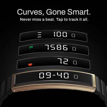 Smart Bracelet – Digital Display | Heart Rate & SpO2 Monitoring | Sleep Tracker | Sports Modes | Magnetic Strap | Premium Build - Obsidian Gold