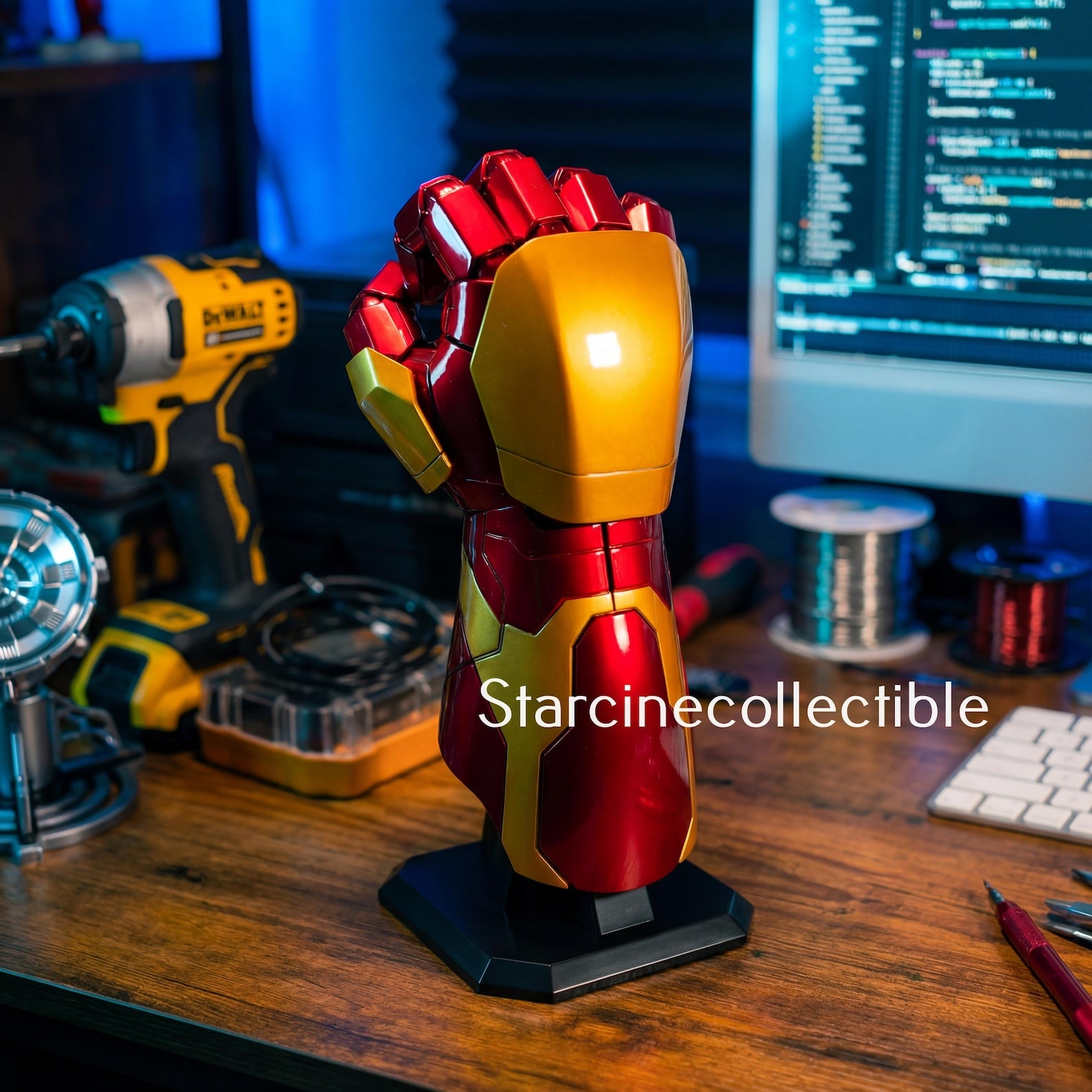 Cicret Bracelet LED voice-controlled arm with touch sensor, cosplay costume accessory showing illuminated features and futuristic design.